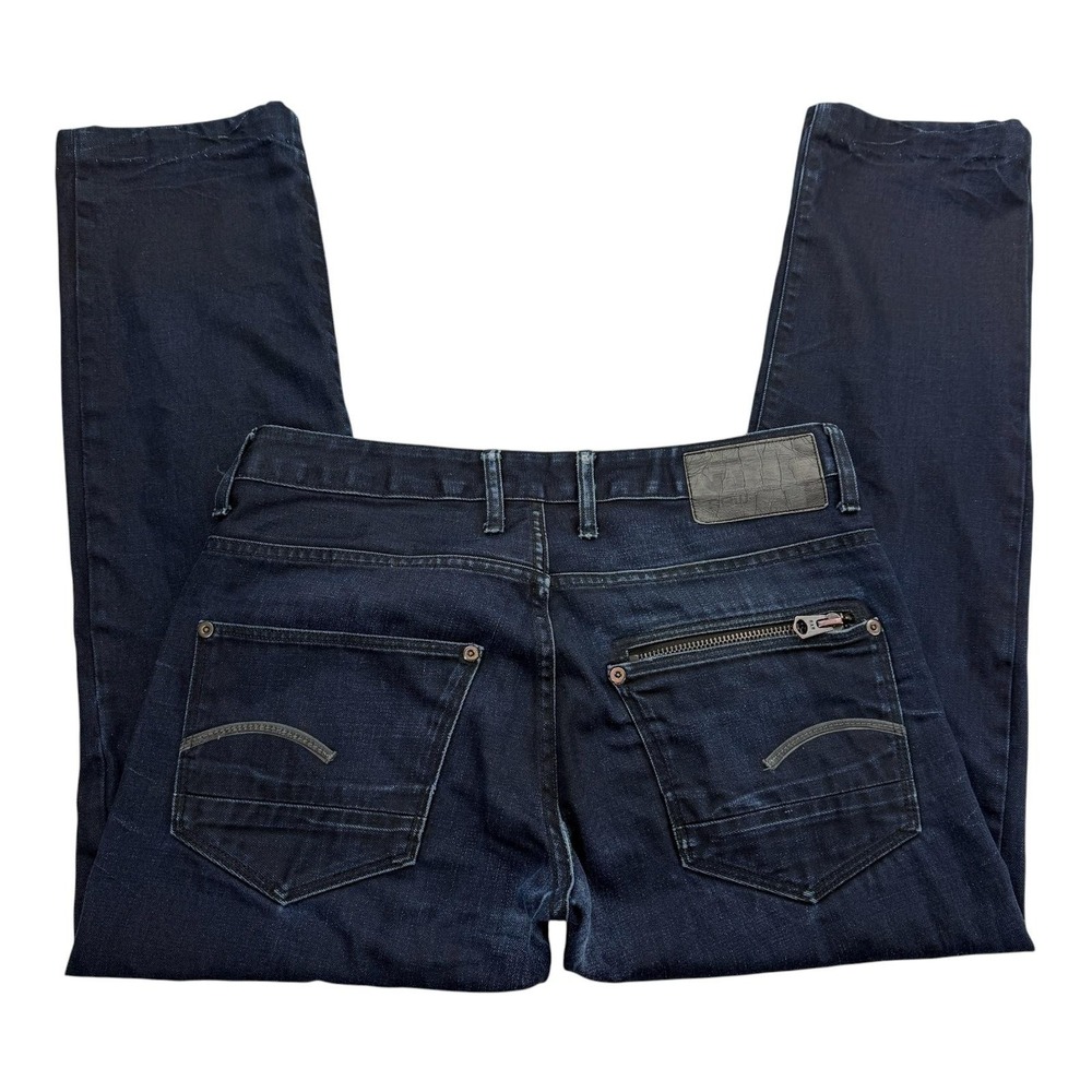 G-Star RAW Jeans Mens 32 X 30 Dark Blue Attacc Slim Straight Button Fly Stretch
